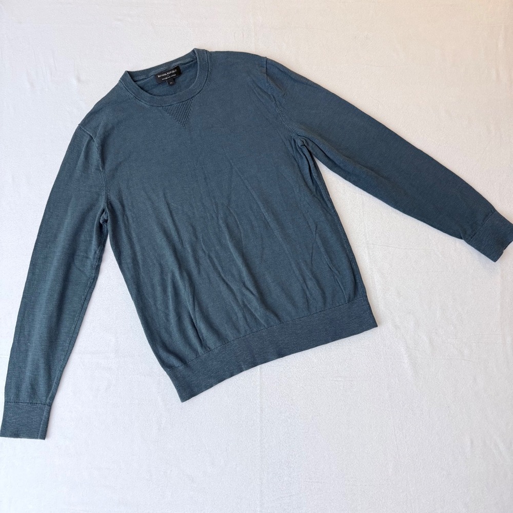 Banana Republic Mens Organic Cotton Crewneck Sweater Blue Gray Medium - Picture 1 of 10